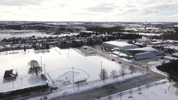 Sporting recreational centre Centennial Park Virgil Ontario aerial alt