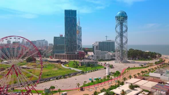 Aerial photography Batumi, made with help of drone in sunny summer weather. alt