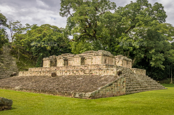 Ball Court of Mayan Ruins - Copan Archaeological Site, Honduras Stock ...