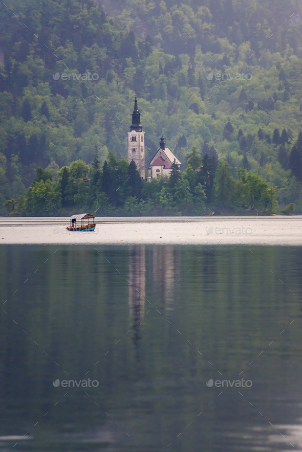 Lake Bled, Pletna rowing boat ride to the Church of the Assumption of St Mary on Lake Bled