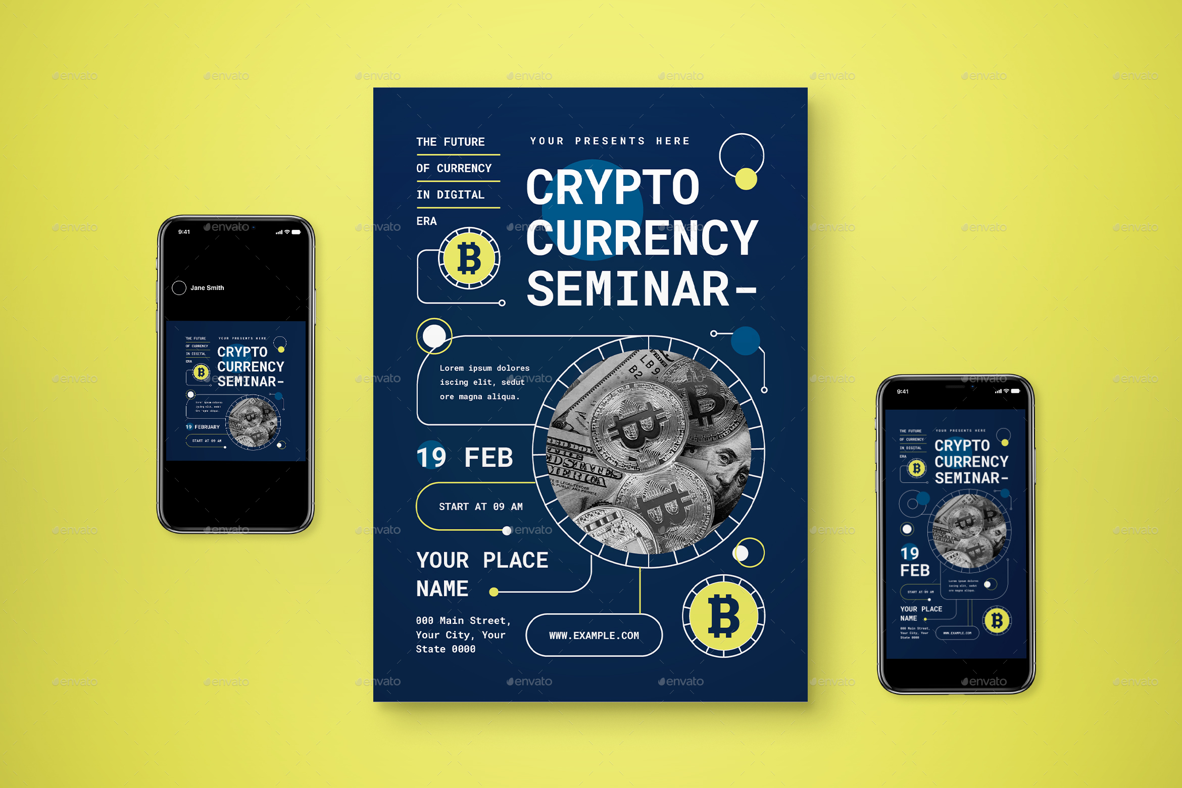crypto exchange flyer psd