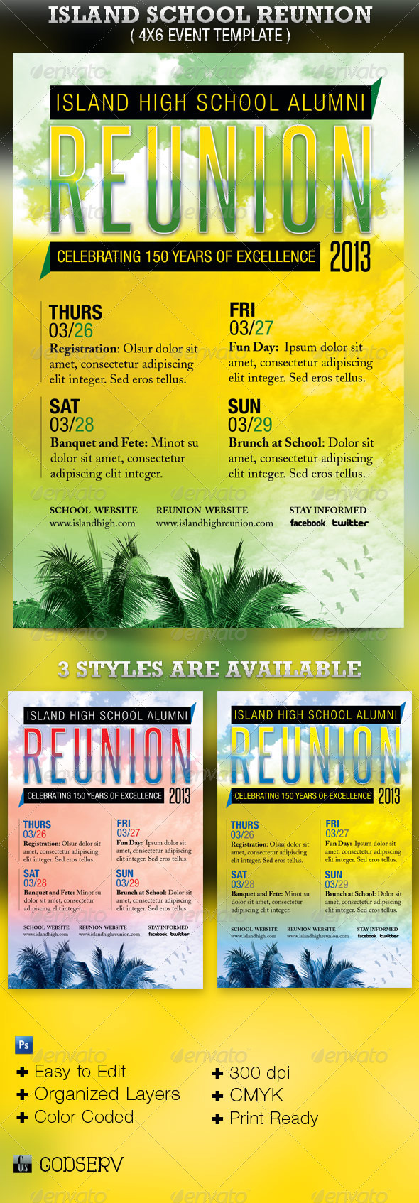 Island School Reunion Flyer Template - Events Flyers
