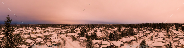 Aerial Neighborhood in Lower Mainland after snow storm