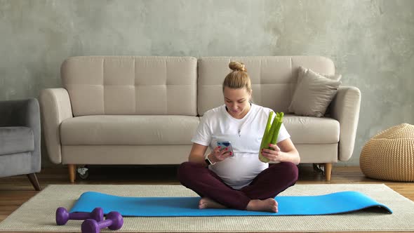 Pregnant eats vegetables