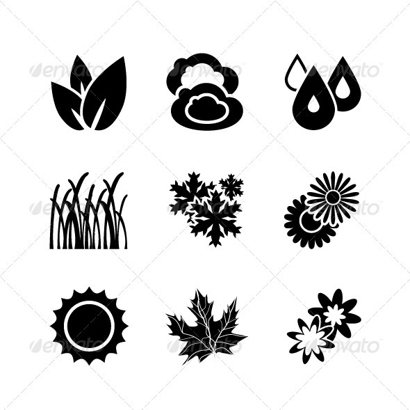 Black Nature Icons - Nature Conceptual