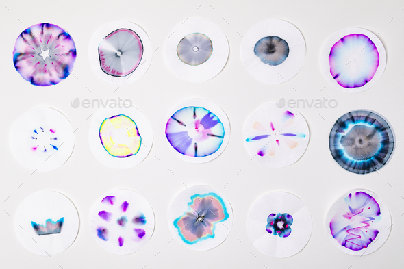 Aesthetic chromatography art on round papers Stock Photo by Rawpixel