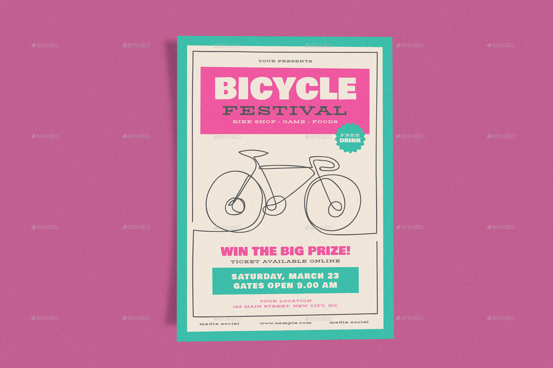 Bicycle Festival Scribble Template Set, Print Templates | GraphicRiver