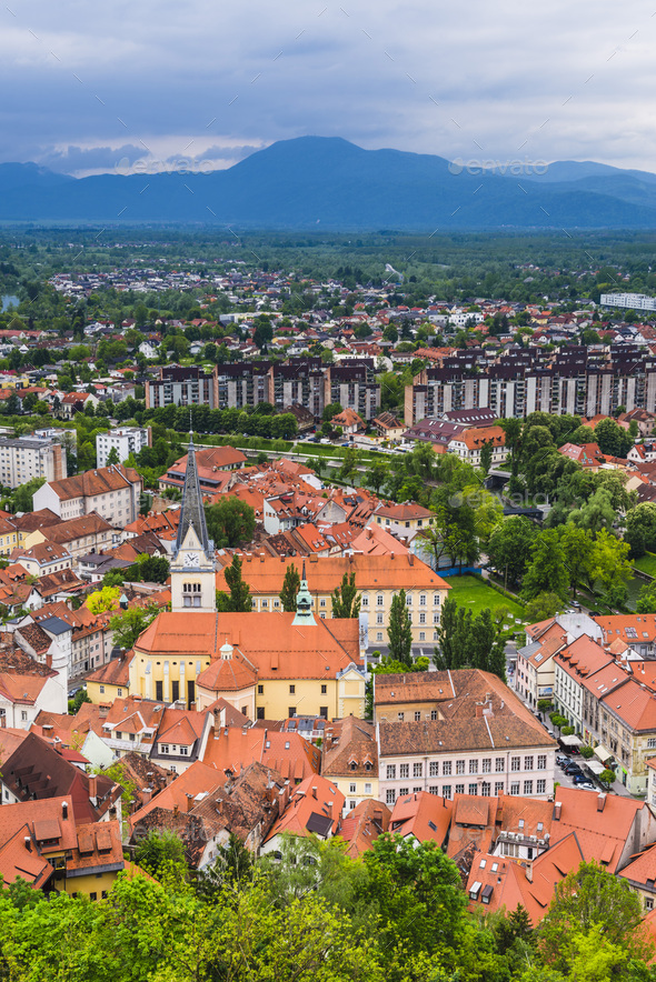 View from Ljubljana Castle of Ljubljana Old Town, Slovenia, Europe - Stock Photo - Images