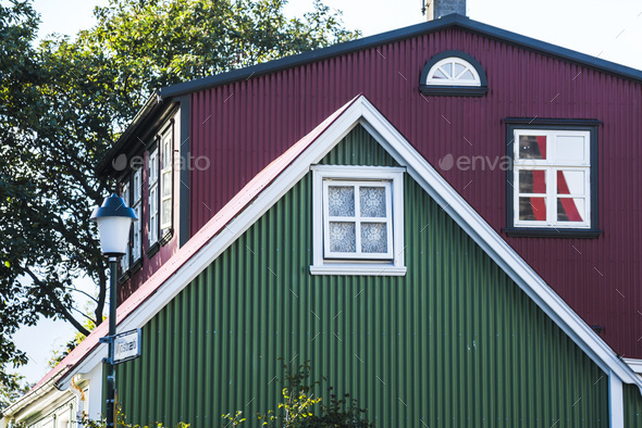 Colourful Houses in Reykjavik, Iceland, Europe - Stock Photo - Images