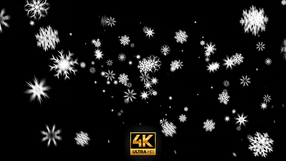 Snow Flakes Falling Loop 4K with transparency