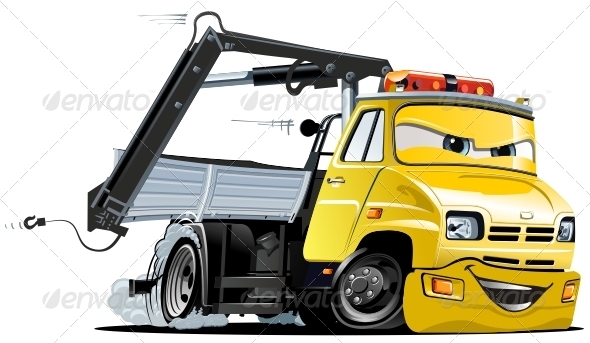 Vector Cartoon Tow Truck - Characters Vectors