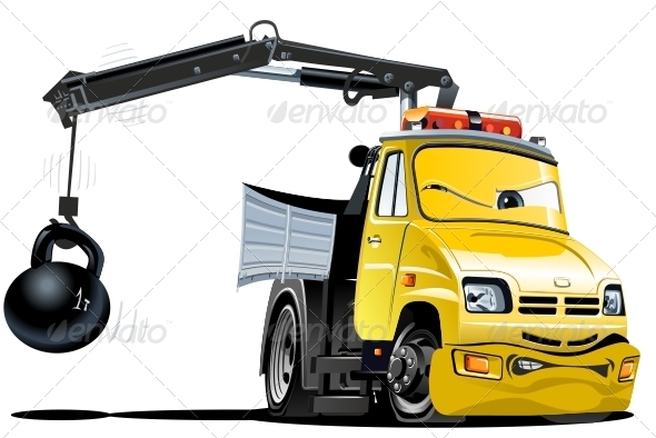 Vector Cartoon Tow Truck - Characters Vectors