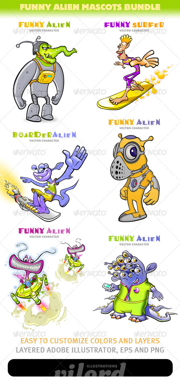 Funny Alien Mascots Bundle - Miscellaneous Characters