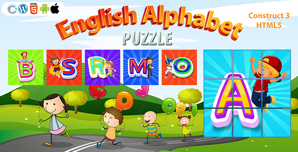 English Alphabet Puzzle Game (Construct 3 | C3P | HTML5) Kids Educational Game