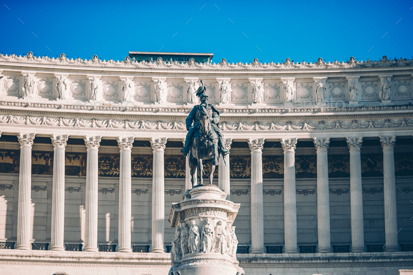 Monument Vittorio Emanuele II or Altar of the Fatherland in Roma, Italia - Stock Photo - Images