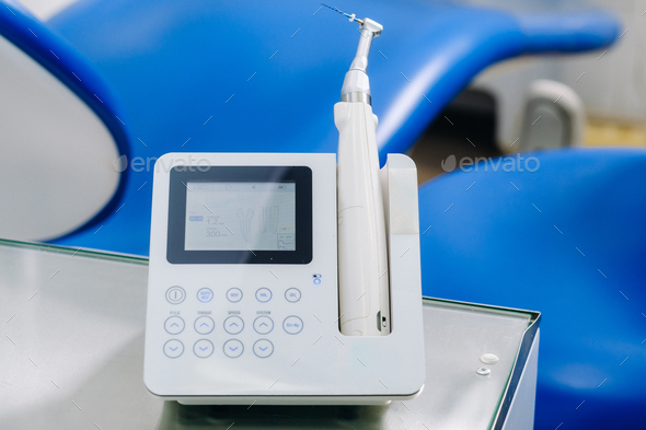 dental equipment in the dentist's office for root canal treatment. Close-up, endomotor