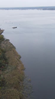 Vertical Video Aerial View of the Dnipro River  the Main River of Ukraine alt