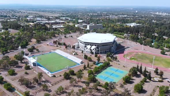 Arena Aconcagua, Athletics Track, Hockey Stadium (Mendoza Argentina) aerial view alt