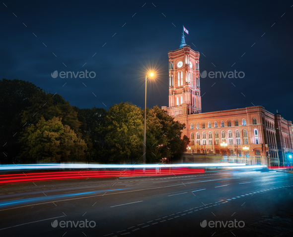 Berlin Town Hall (Rotes Rathaus) at night - Berlin, Germany