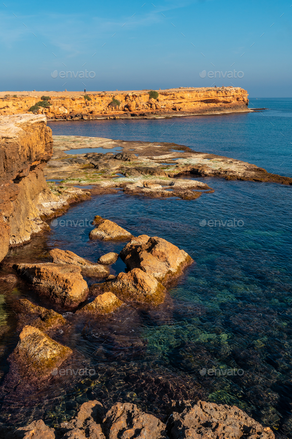 Cala Cornuda next to the Los Locos beach in the coastal town of Torrevieja - Stock Photo - Images