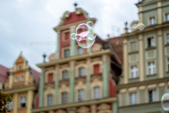 Soap Bubbles at Market Square - Wroclaw, Poland - Stock Photo - Images