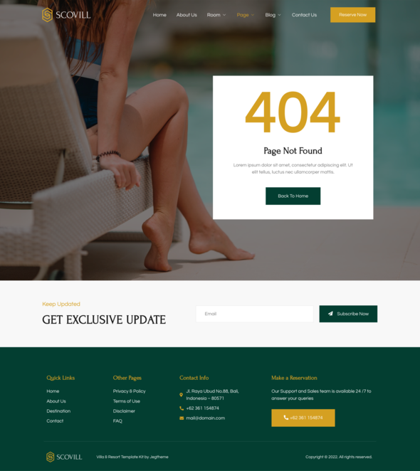 Scovill - Luxury Villa & Resort Elementor Template Kit