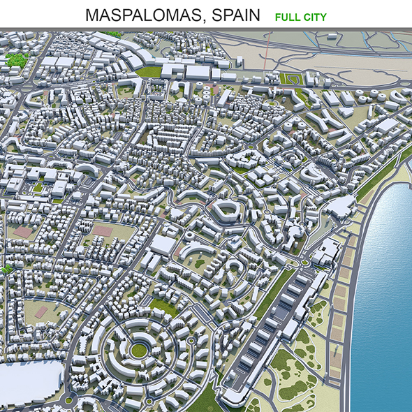 Maspalomas city Spain 3d model 30km