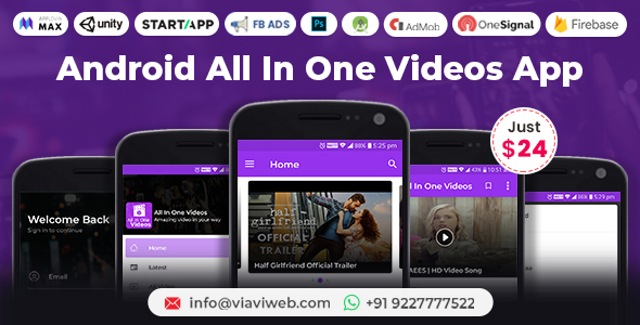Android All In One Videos App (DailyMotion,Vimeo,Youtube,Server Videos, Admob with GDPR)