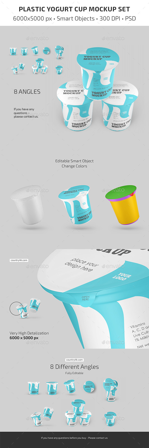 Plastic Yogurt Cup Mockup Set