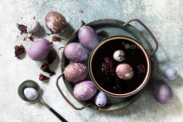 Natural egg dye purple. Easter eggs are painted with natural egg dye ...