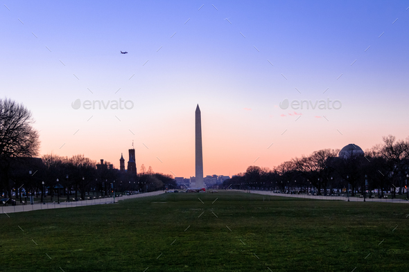 Washington Monument  at sunset - Washington, D.C., USA - Stock Photo - Images
