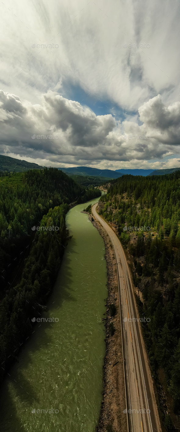 Aerial View of a Scenic Highway in the Valley - Stock Photo - Images