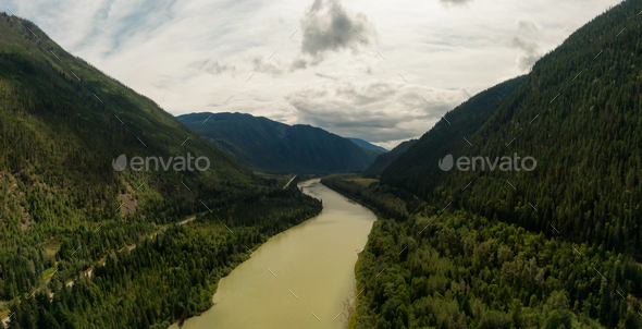 Aerial View of a Scenic Highway in the Valley - Stock Photo - Images