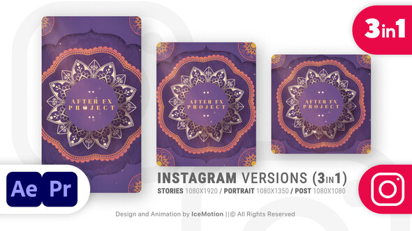 Instagram Ramadan Intro || Ramadan Opener (3 in 1) (BLUE)(MOGRT)