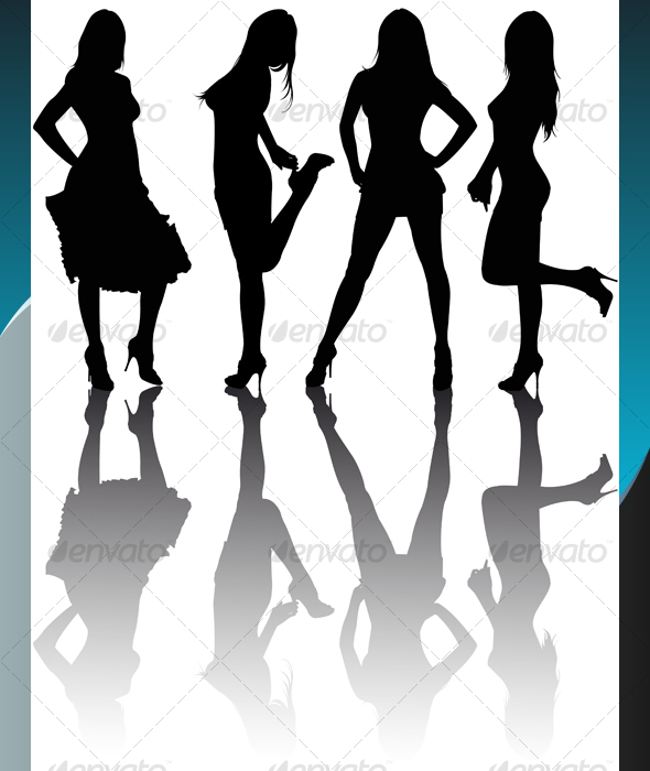 Silhouettes of Girls - People Characters