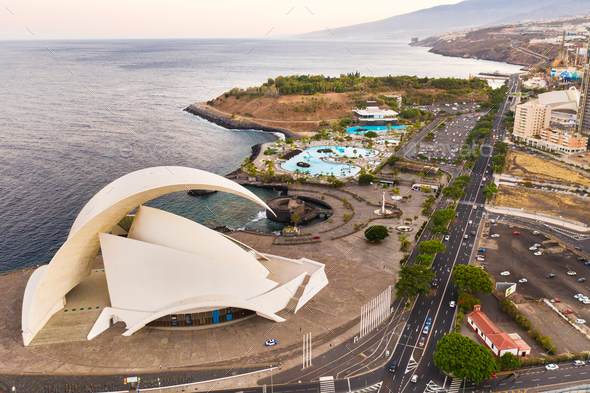 View from the height of the capital of Tenerife Santa Cruz de