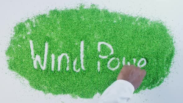 Green Hand Writing Wind Power