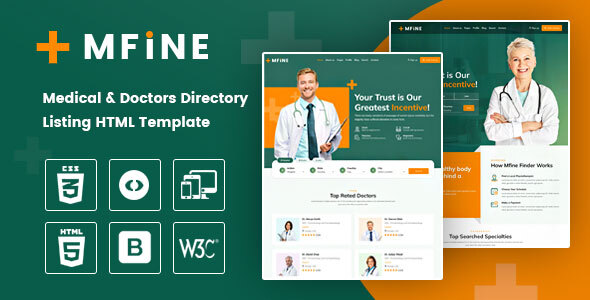 Mfine – Medical & Doctors Directory Listing HTML Template