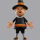 Thanksgiving Pilgrim Man 3D Cartoon Design Set