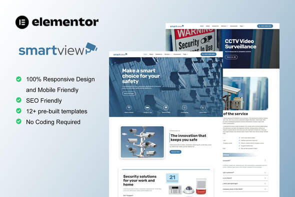 SmartView - CCTV & Security Elementor Template Kit