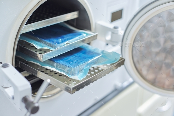 Sterilization of medical dental instruments in autoclave