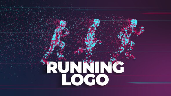 Running Sport Logo With Particles