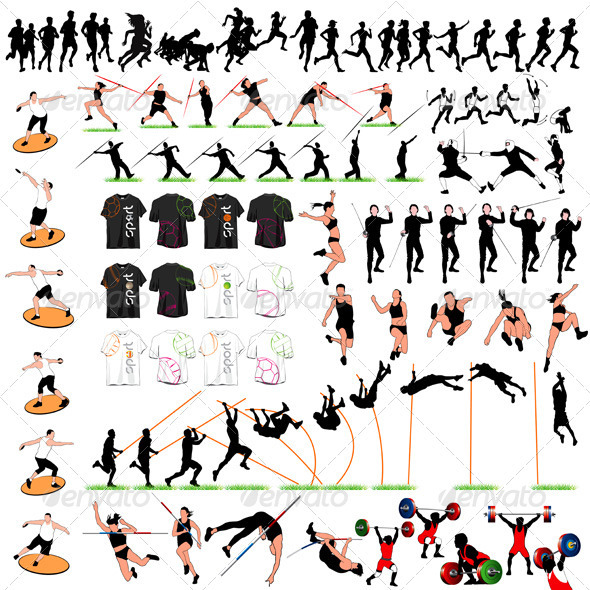 88 Sport Silhouettes and T-shirts Set - Sports/Activity Conceptual