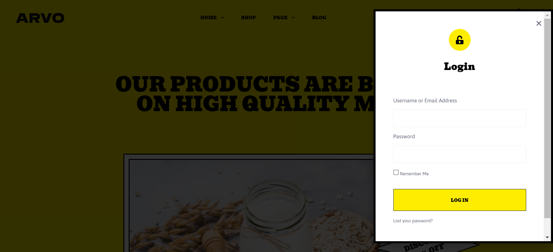 Arvo Food & Milk Drink Store Elementor Template Kit by imoodev ThemeForest