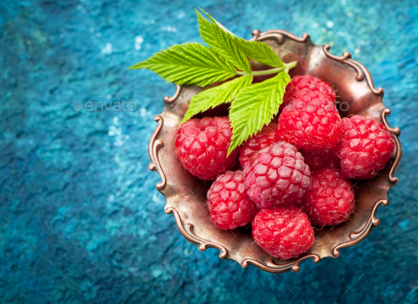 Raspberries, top view - Stock Photo - Images