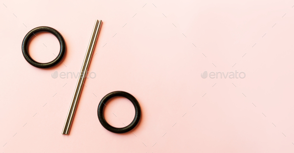 The percentage sign on a pink background. Concept: discount, sale. - Stock Photo - Images
