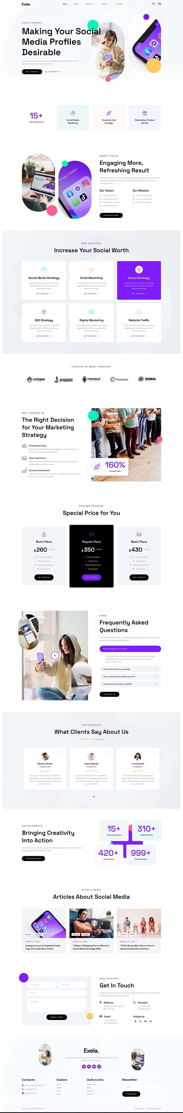 Exela - Social Media Marketing Agency Elementor Template Kit