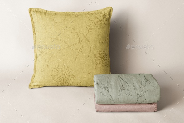 Cushion cover, bed linen in natural fabric
