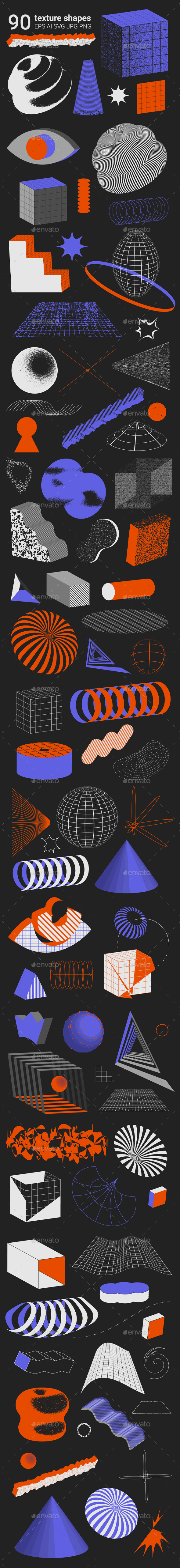 Vector Textured Geometric Shapes Set