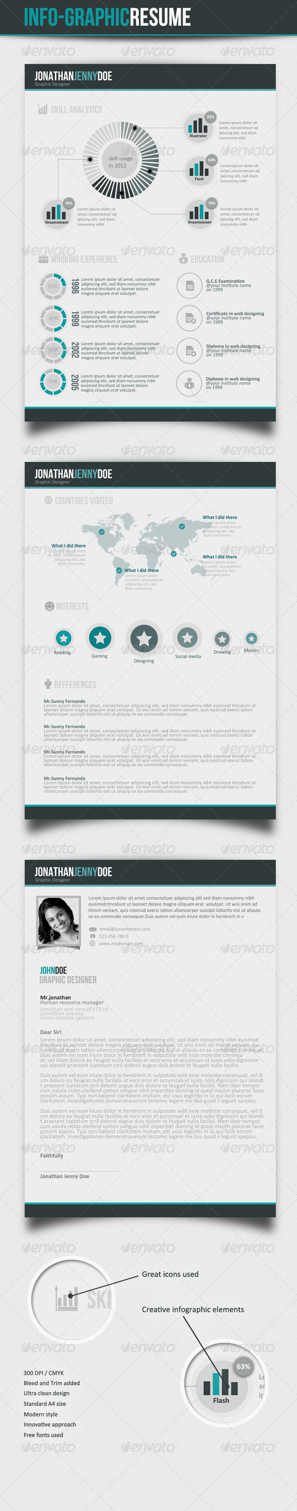 Info graphic CV - Resumes Stationery